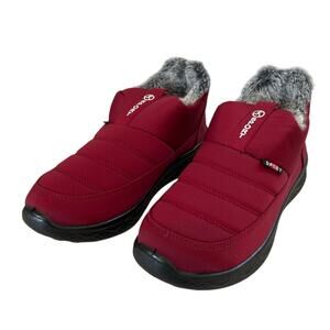 New Shibever Women Size 8.5 Red Ankle Low Heel Slip On Fur Waterproof Snow Boots